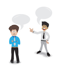 business man standing laughing on his friend