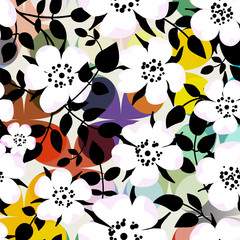 abstract floral pattern background, with wild roses, retro/vinta