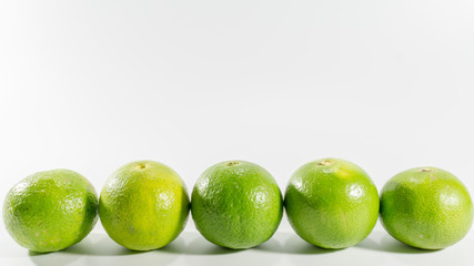 green lemon and white background