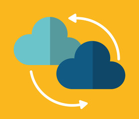 Cloud arrow data center web hosting cloud computing icon. Flat and Colorfull illustration. Vector graphic