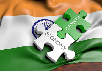 India economy and financial market growth concept, 3D rendering