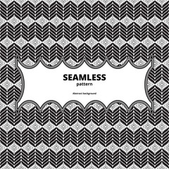Seamless herringbone geometric. Monochrome linear pattern. Abstract striped background. Black and white zig zag wallpaper. Geometric contrast illustration. Vector illustration.
