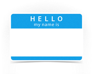 Blue color name tag blank sticker HELLO - 117839617
