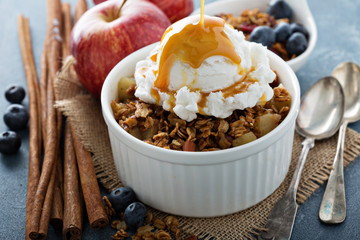 Apple crisp with vanilla ice cream