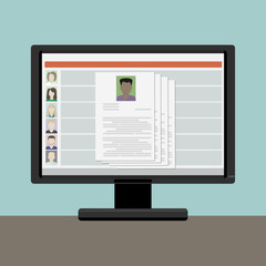 View resume on a computer monitor , the choice on the internet e