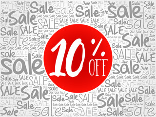 10% OFF Sale words cloud, business concept background