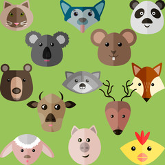 Flat style illustration of different animals