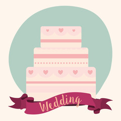 cake ribbon wedding marriage icon. Colorfull and flat illustration. Vector graphic