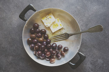 Olives in vintage plate