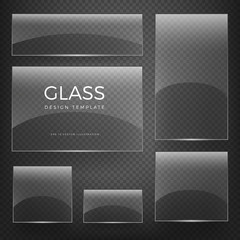 Transparent vector glass vertical and horizontal banners