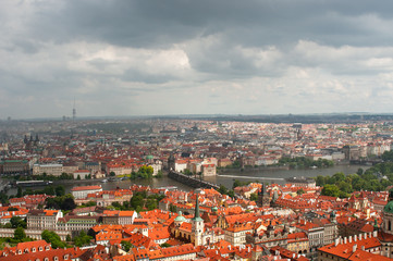 Fototapeta na wymiar View above on city landscape in Prague, Czech Republic