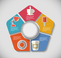 mug lamp pin gear infographic step office icon. Flat and Colorfull illustration. Vector graphic