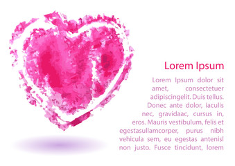 Watercolor painted heart on a white background. Vector illustration