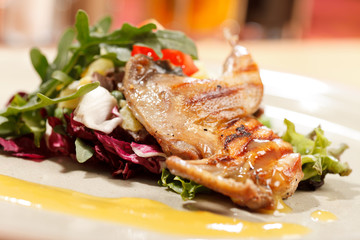 quail on the meat salad