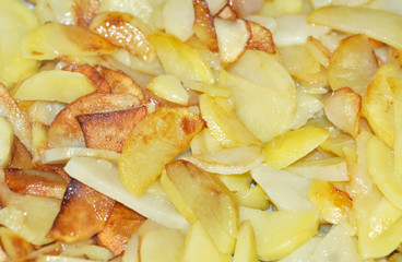 Roasted fried potato background