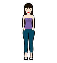Fototapeta premium woman girl female avatar black hair icon. Isolated and flat illustration. Vector graphic