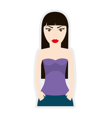 woman girl female avatar black hair icon. Isolated and flat illustration. Vector graphic