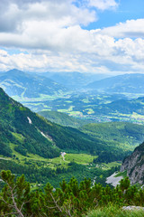 Naklejka na ściany i meble beautiful valleys in the mountains of Austria / Amazing view off the Wilder Kaiser - a hiking area in Europe