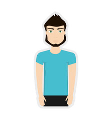 man male avatar person black hair icon. Isolated and flat illustration. Vector graphic