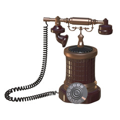 Retro style phone 3d illustration