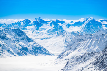 Fototapeta na wymiar Snow mountains view at Jungfrau viewpoint, Switzerland