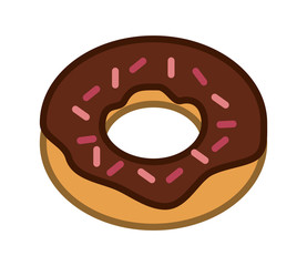 flat design donut with sprinkles icon vector illustration