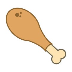 flat design chicken thigh drumstick icon vector illustration