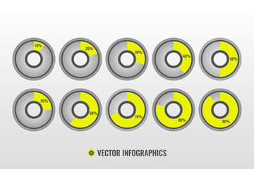 Infographic vector, pie charts isolated