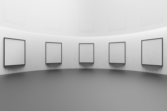 Gallery Art  Exhibition Studio and 
five picture frame on Background