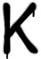 Poster Graffiti sprayed K font graffiti with leak in black over white