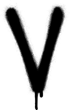 Fototapeta sprayed V font graffiti with leak in black over white