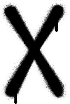 Fototapeta sprayed X font graffiti with leak in black over white