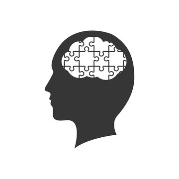 brain male puzzle head silhouette idea icon. Isolated and flat illustration. Vector graphic