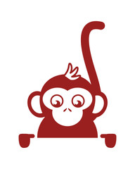 flat design single monkey icon vector illustration