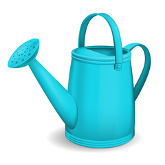 Turquoise watering can. Isolated on white background. Vector.