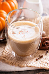 Pumpkin latte in glasses