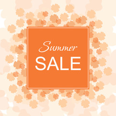 Sale banner with flowers and frame. Summer Sale. Vector illustration.