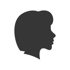 woman female girl head avatar icon. Isolated silhouette and flat illustration. Vector graphic