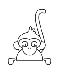flat design single monkey icon vector illustration