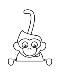 flat design single monkey icon vector illustration