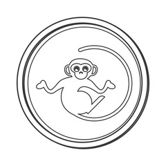 flat design single monkey icon vector illustration