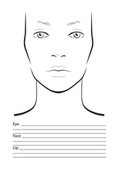 Face chart Makeup Artist Blank. Template. Vector illustration.
