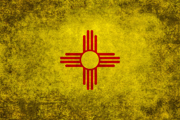 New Mexico State flag with distressed vintage textures