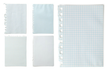 Piece of note paper on white background, collage