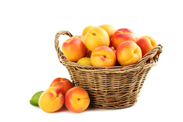 Ripe apricots fruit isolated on a white