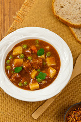 Homemade Slow Cooker Beef Stew. Selective focus.