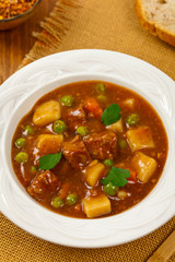 Homemade Slow Cooker Beef Stew. Selective focus.