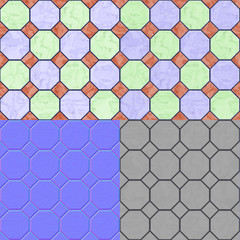 Floor tiles seamless generated texture (with diffuse, bump and n