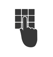 code hand buttons silhouette security system icon. Isolated and flat illustration. Vector graphic