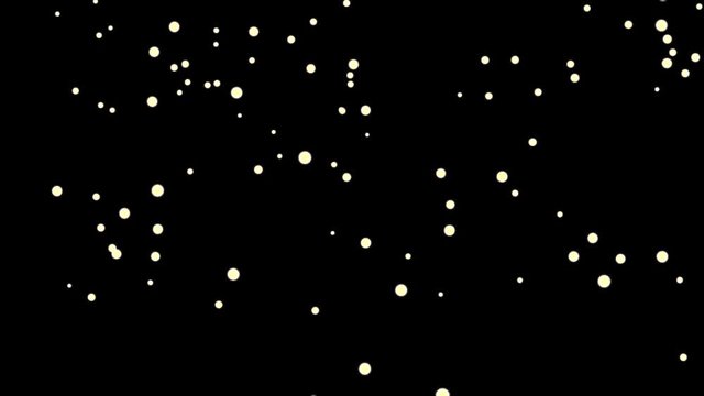 Golden glowing star particle in random direction with bounce on spotlight ground abstract background animation motion graphic 3D render with copy space on black background 